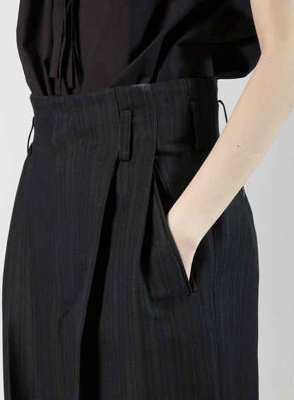 VISCOSE TWEED STRIPE DOUBLE TUCKED PANTS