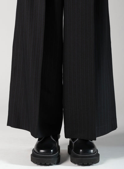 VISCOSE TWEED STRIPE DOUBLE TUCKED PANTS