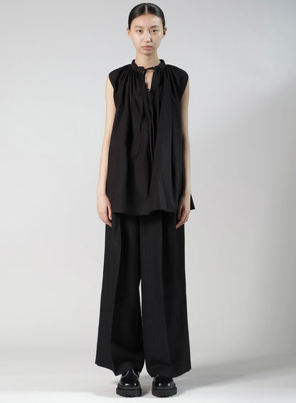 VISCOSE TWEED STRIPE DOUBLE TUCKED PANTS