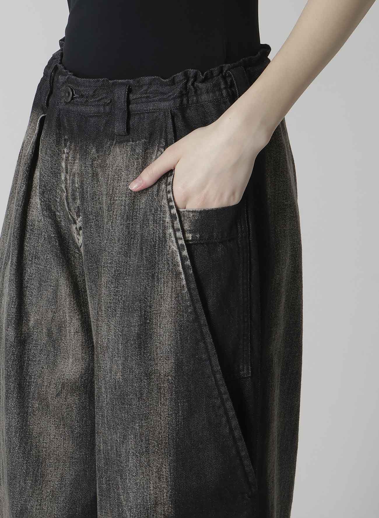 SPOTTED DENIM FRONT BIG POCKET PANTS