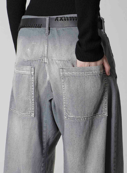 SPOTTED DENIM WIDE PANTS