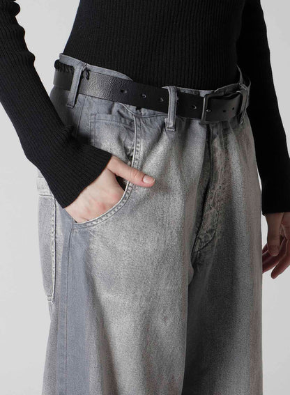 SPOTTED DENIM WIDE PANTS