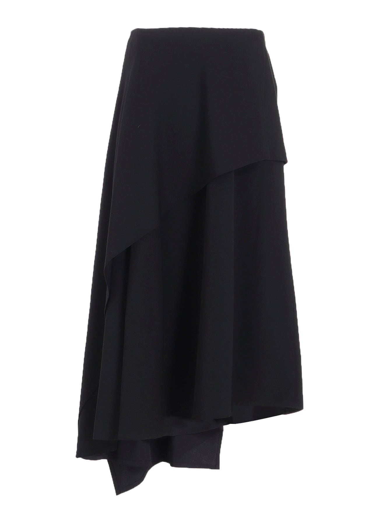 WOOL GABARDINE MIDDLE LENGTH ASYMMETRIC SKIRT