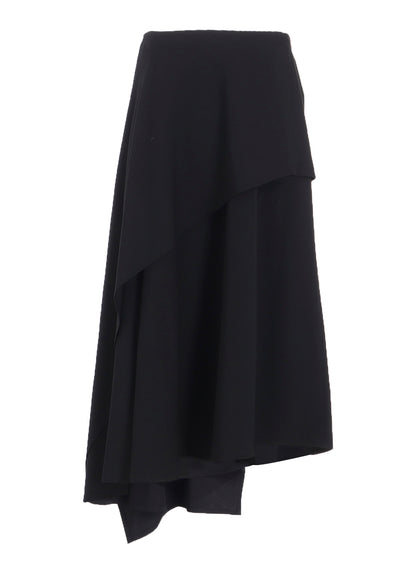 WOOL GABARDINE MIDDLE LENGTH ASYMMETRIC SKIRT