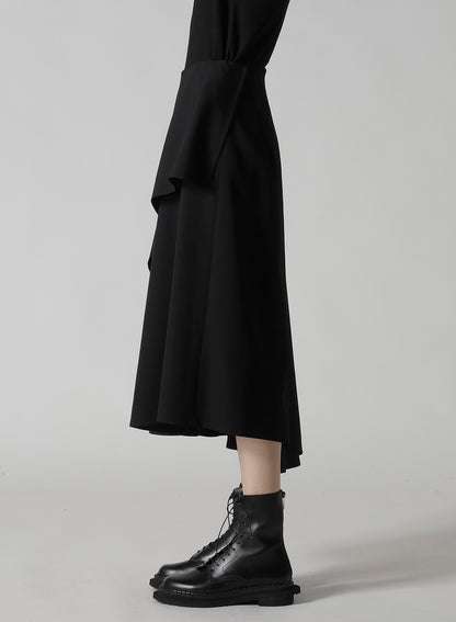 WOOL GABARDINE MIDDLE LENGTH ASYMMETRIC SKIRT