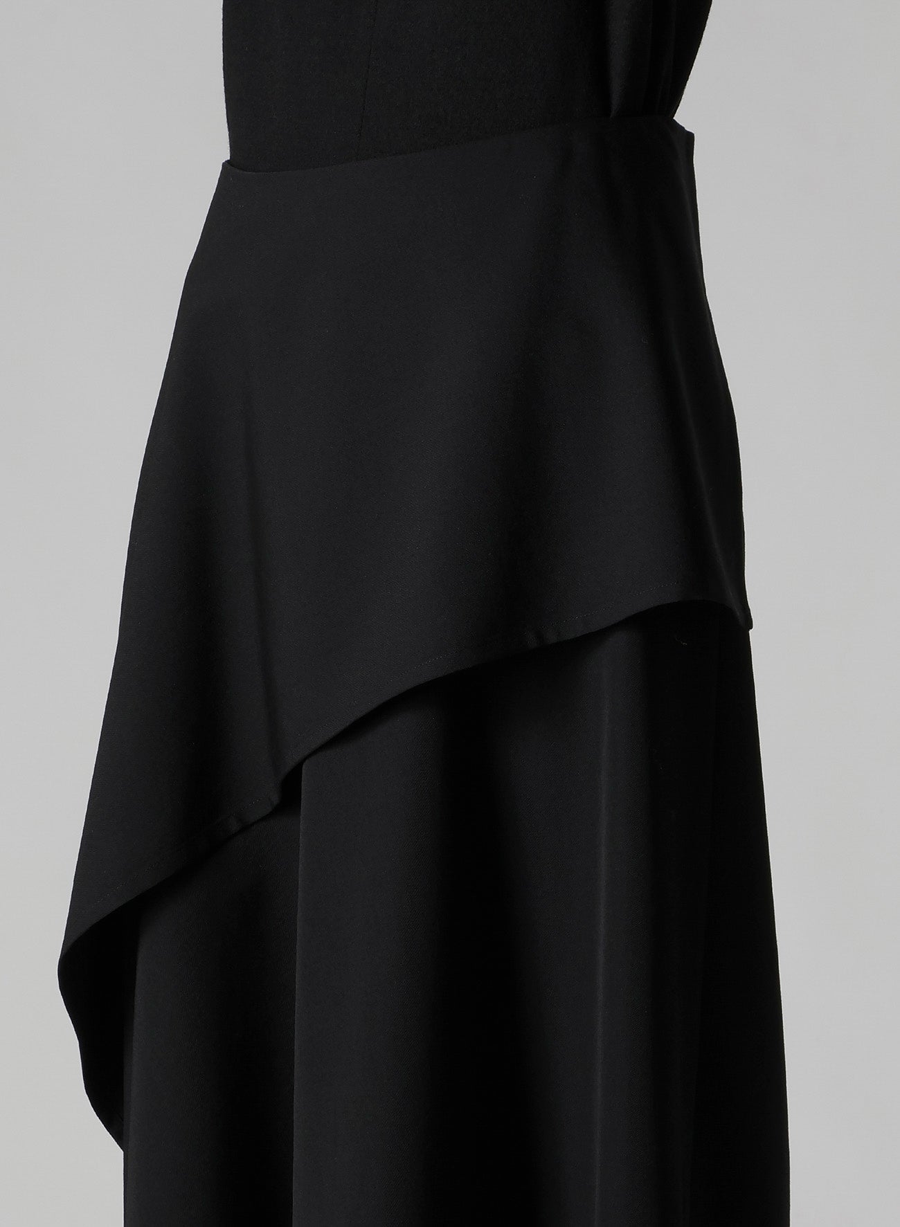 WOOL GABARDINE MIDDLE LENGTH ASYMMETRIC SKIRT