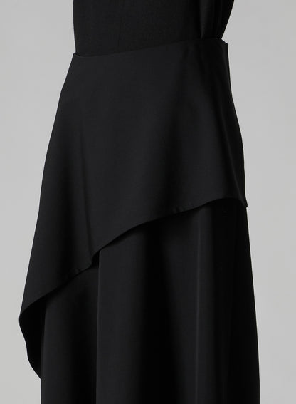 WOOL GABARDINE MIDDLE LENGTH ASYMMETRIC SKIRT