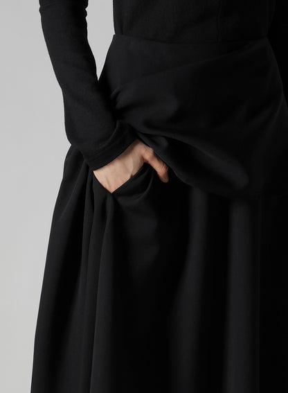 WOOL GABARDINE MIDDLE LENGTH ASYMMETRIC SKIRT