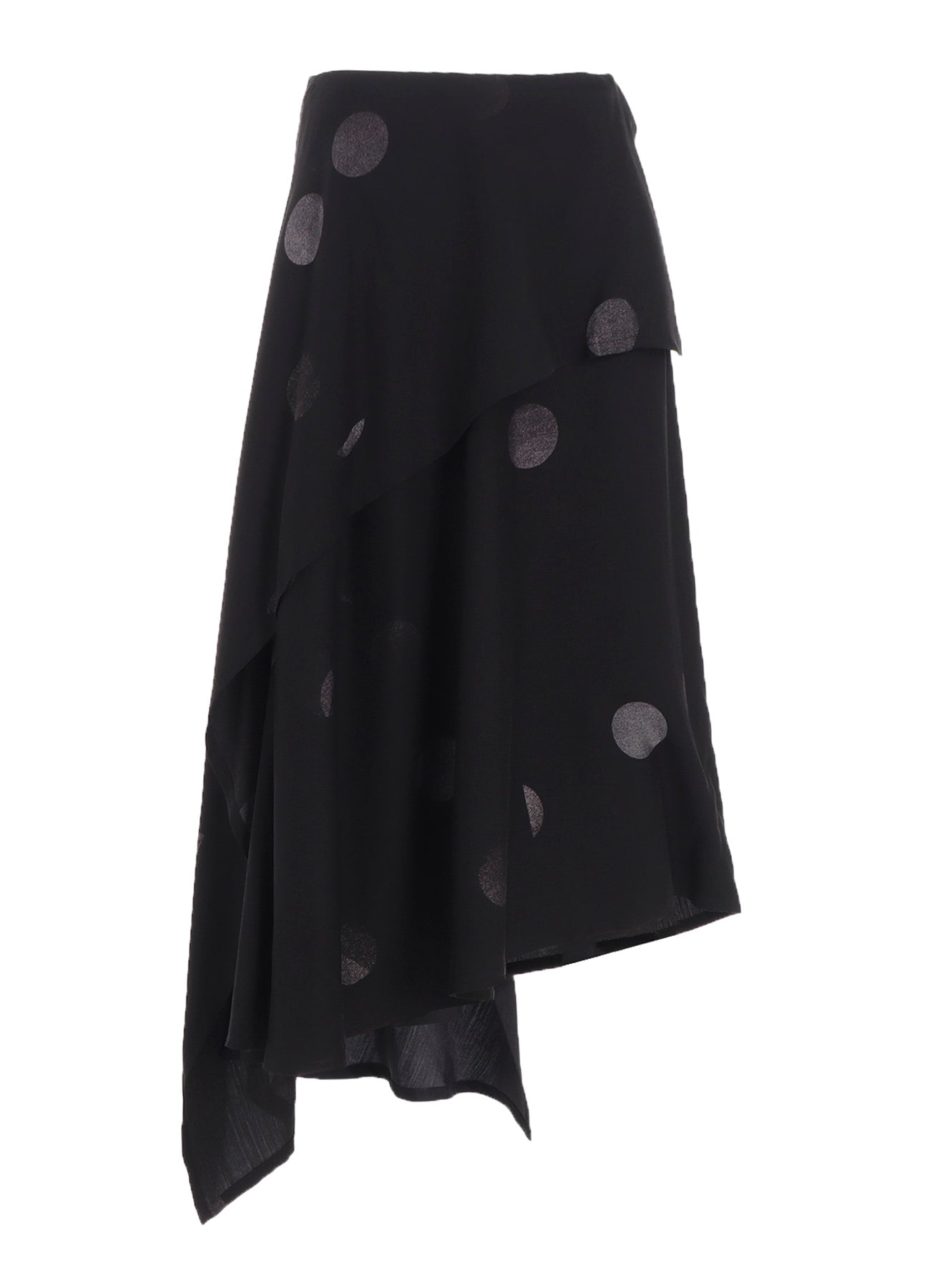 BUTTERFLY-PRINT DUNGAREE TWILL ASYMMETRIC MIDI SKIRT