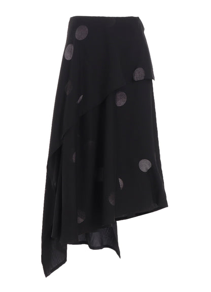 BUTTERFLY-PRINT DUNGAREE TWILL ASYMMETRIC MIDI SKIRT