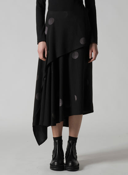 BUTTERFLY-PRINT DUNGAREE TWILL ASYMMETRIC MIDI SKIRT