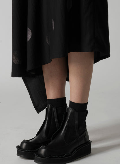 BUTTERFLY-PRINT DUNGAREE TWILL ASYMMETRIC MIDI SKIRT