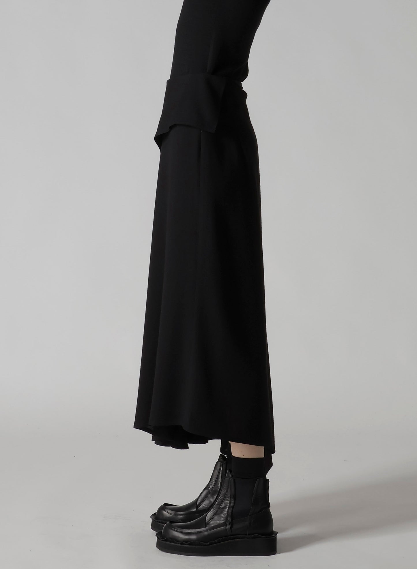W/RY WASHER PROCESSED GAUZE ASYMMETRIC SKIRT