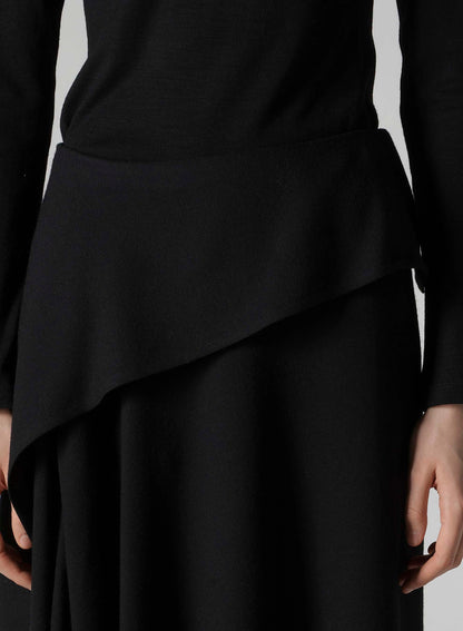 W/RY WASHER PROCESSED GAUZE ASYMMETRIC SKIRT