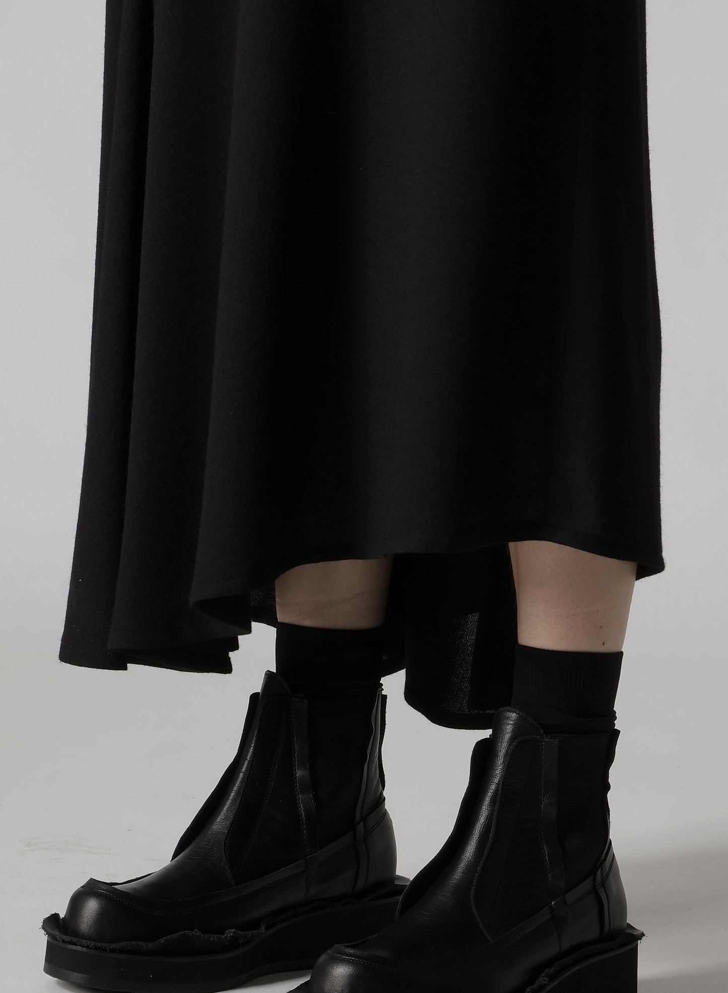 W/RY WASHER PROCESSED GAUZE ASYMMETRIC SKIRT