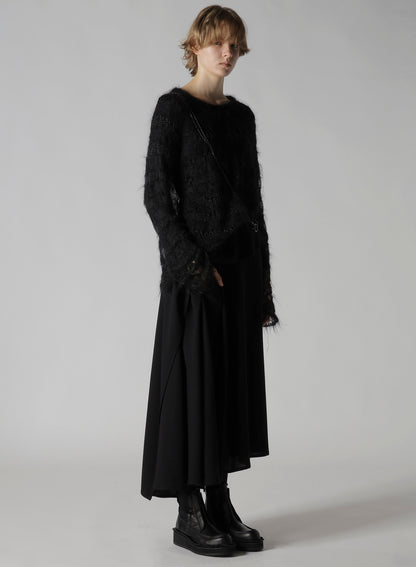 W/RY WASHER PROCESSED GAUZE ASYMMETRIC SKIRT