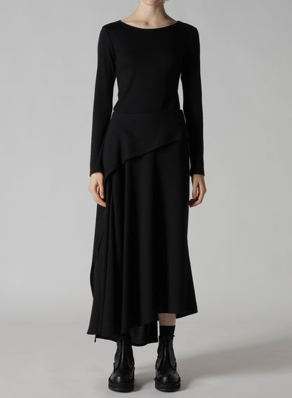W/RY WASHER PROCESSED GAUZE ASYMMETRIC SKIRT