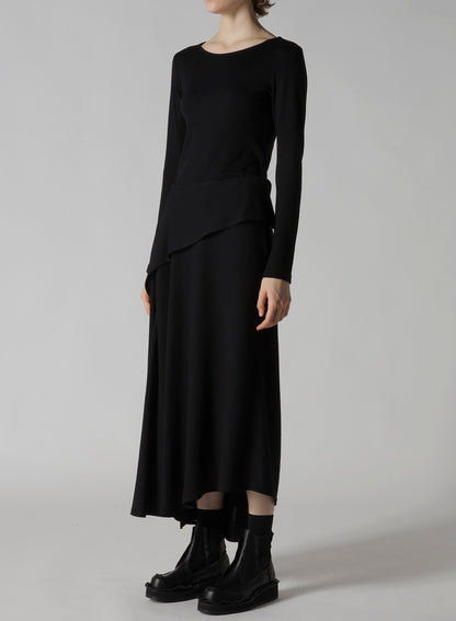 W/RY WASHER PROCESSED GAUZE ASYMMETRIC SKIRT