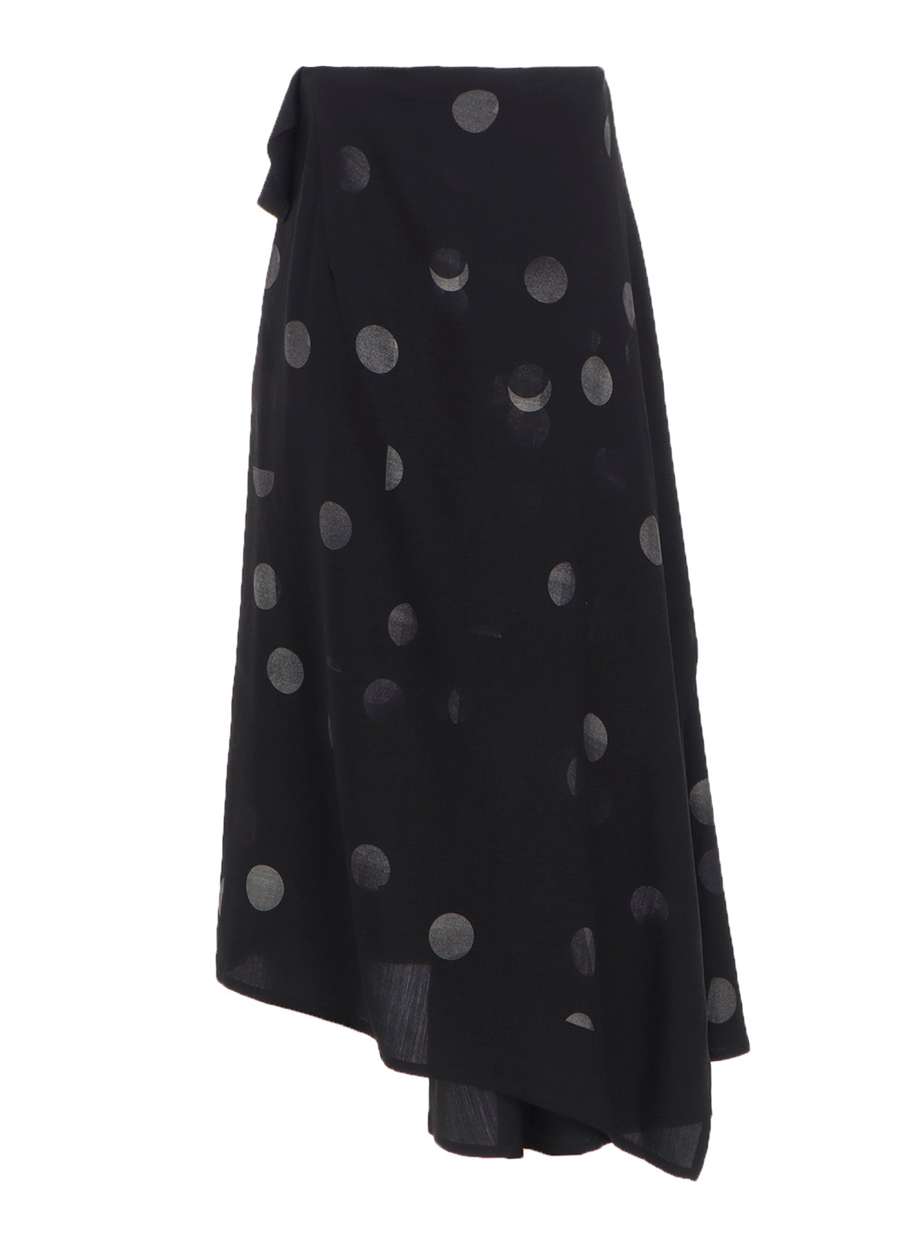 BUTTERFLY-PRINT DUNGAREE TWILL ASYMMETRIC LONG SKIRT