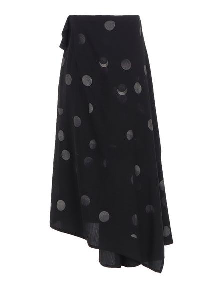BUTTERFLY-PRINT DUNGAREE TWILL ASYMMETRIC LONG SKIRT