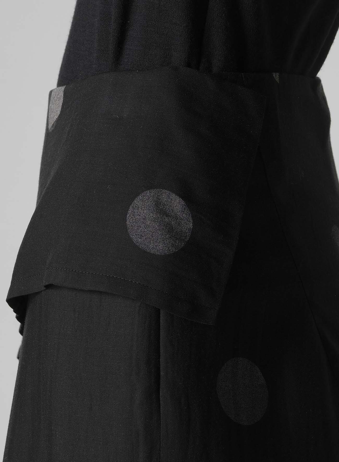 BUTTERFLY-PRINT DUNGAREE TWILL ASYMMETRIC LONG SKIRT