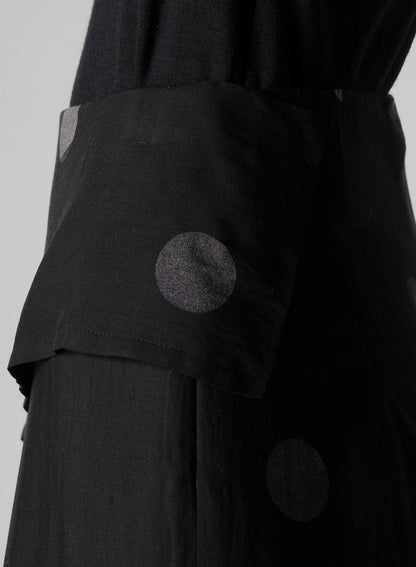 BUTTERFLY-PRINT DUNGAREE TWILL ASYMMETRIC LONG SKIRT