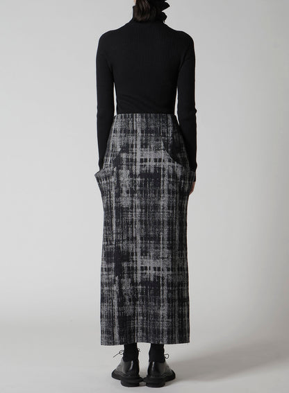 FADED PLAID JACQUARD DROP SKIRT