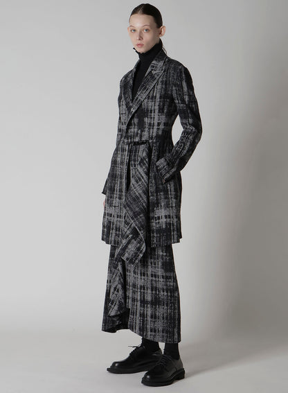 FADED PLAID JACQUARD DROP SKIRT