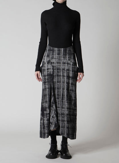 FADED PLAID JACQUARD DROP SKIRT