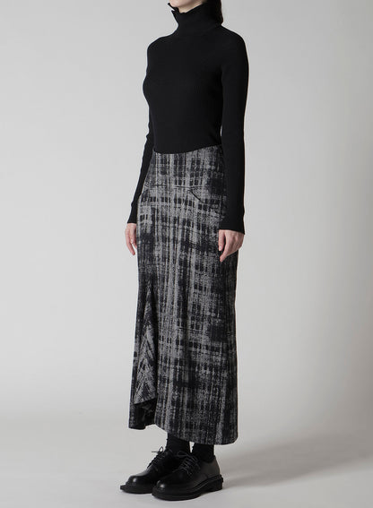 FADED PLAID JACQUARD DROP SKIRT