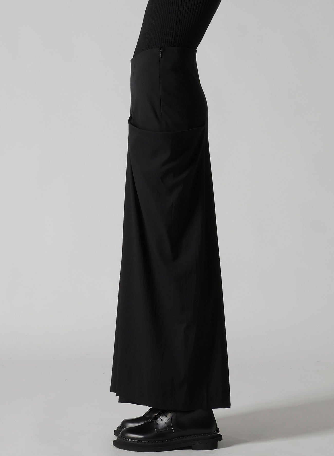WOOL BREND TWILL DRAPE SKIRT