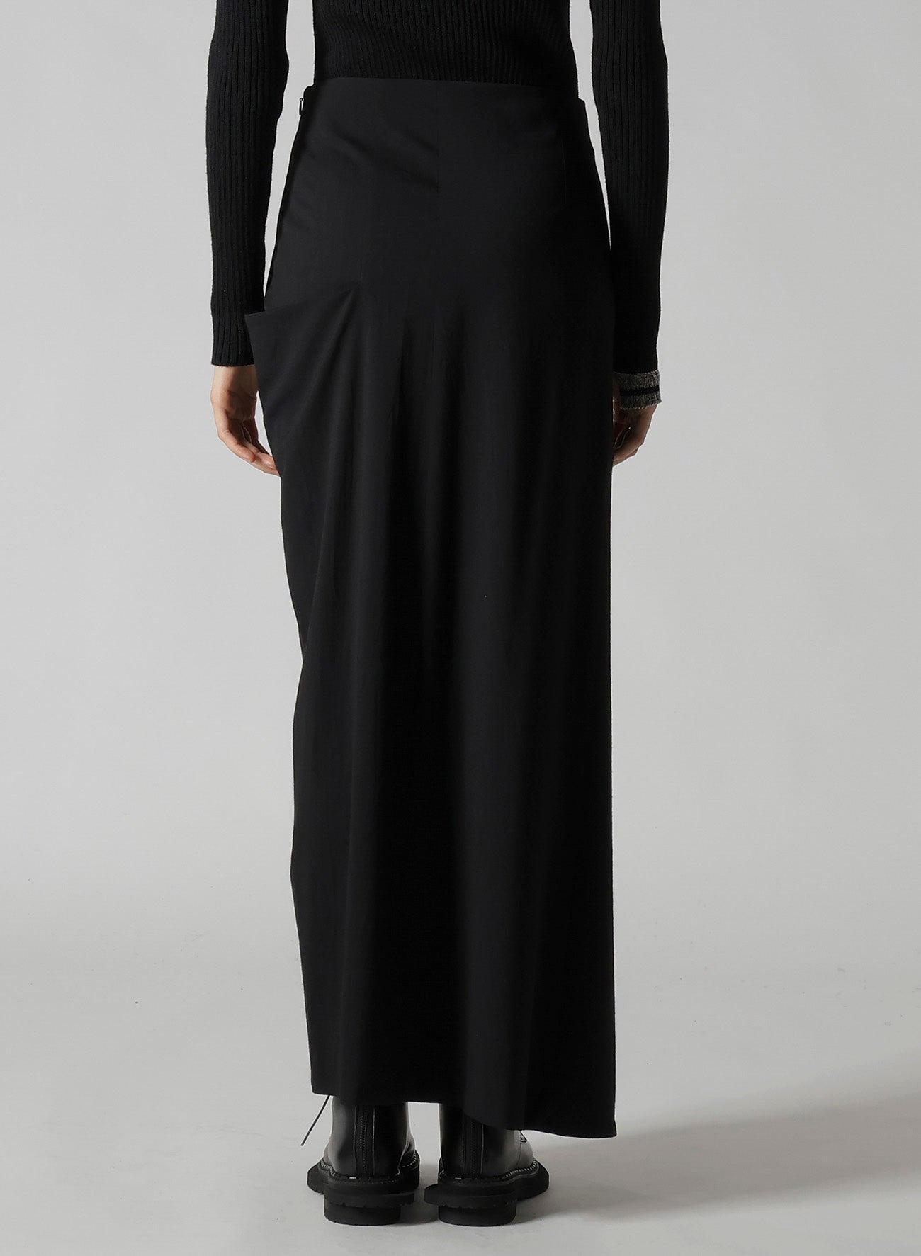 WOOL BREND TWILL DRAPE SKIRT