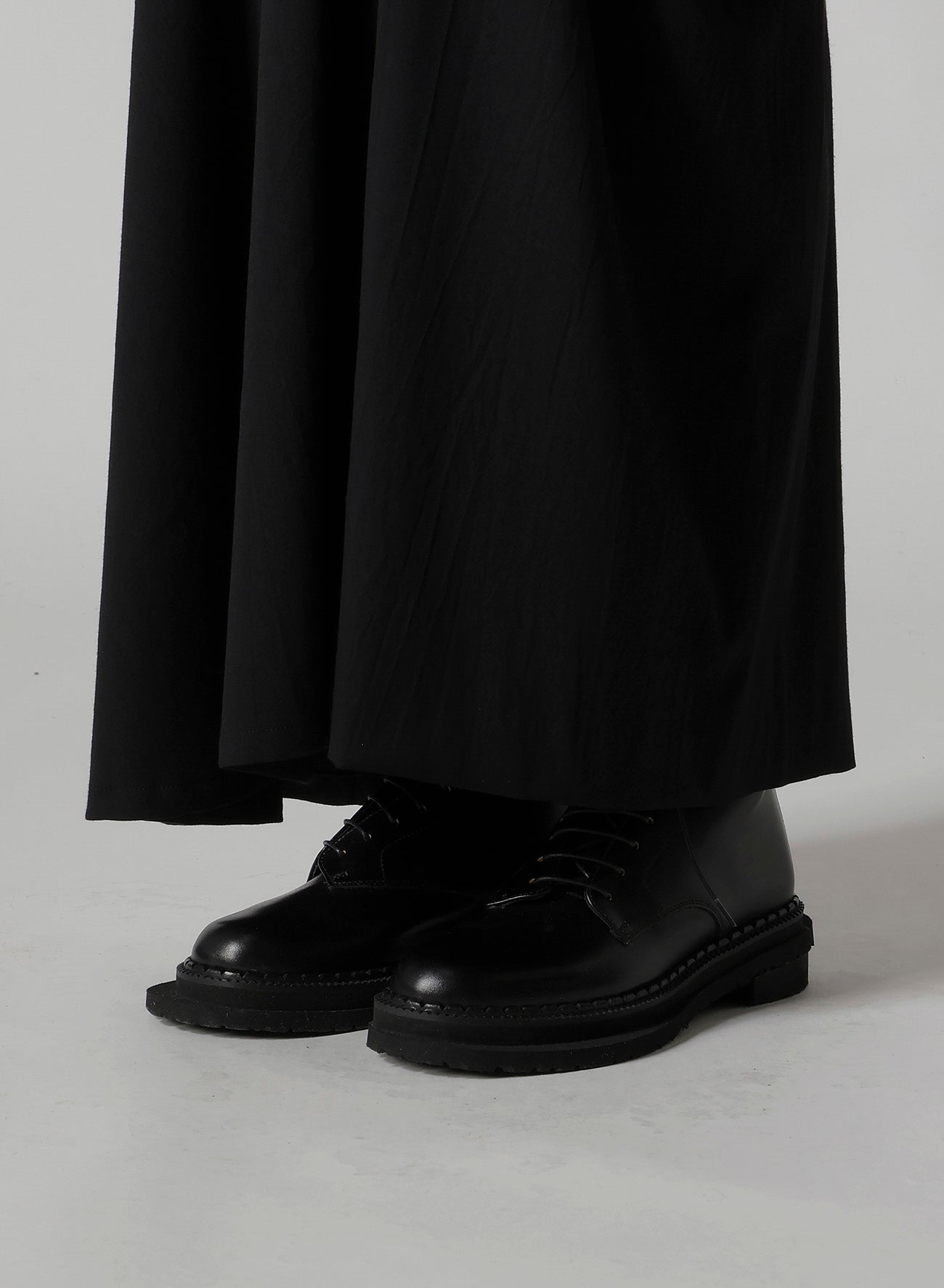 WOOL BREND TWILL DRAPE SKIRT