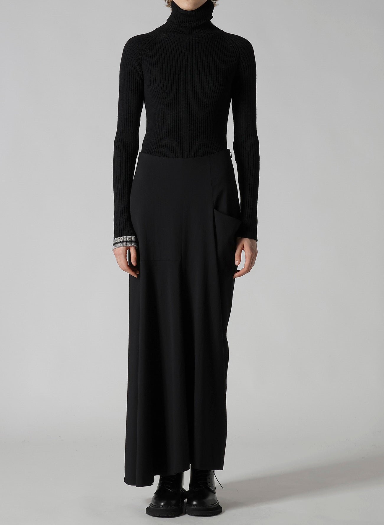 WOOL BREND TWILL DRAPE SKIRT