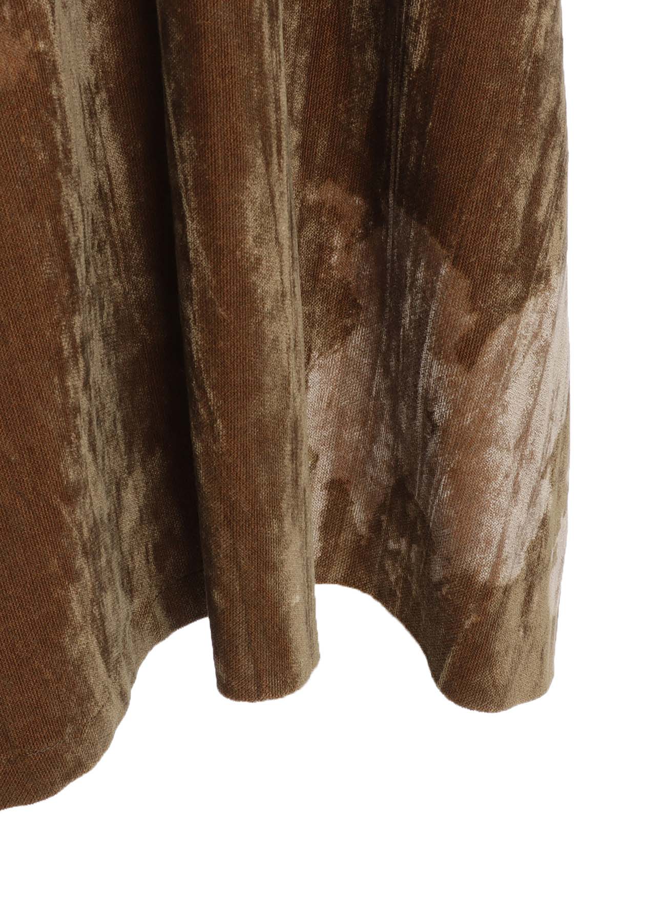 DISCHARGE-PRINTED VELVET SIDE DRAPE SKIRT