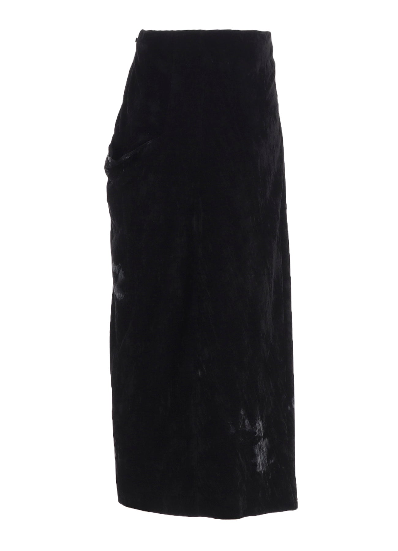 DISCHARGE-PRINTED VELVET SIDE DRAPE SKIRT