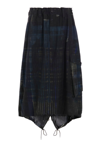 FADED PLAID 6OZ DENIM FISH TAIL SKIRT