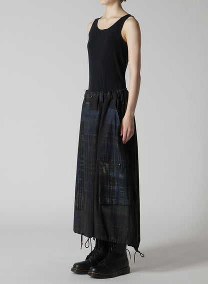 FADED PLAID 6OZ DENIM FISH TAIL SKIRT