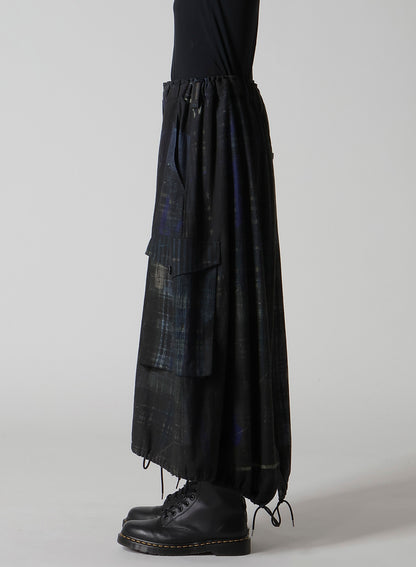 FADED PLAID 6OZ DENIM FISH TAIL SKIRT