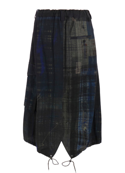 FADED PLAID 6OZ DENIM FISH TAIL SKIRT