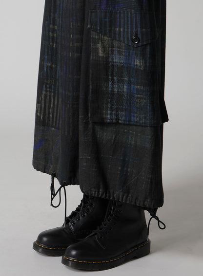 FADED PLAID 6OZ DENIM FISH TAIL SKIRT