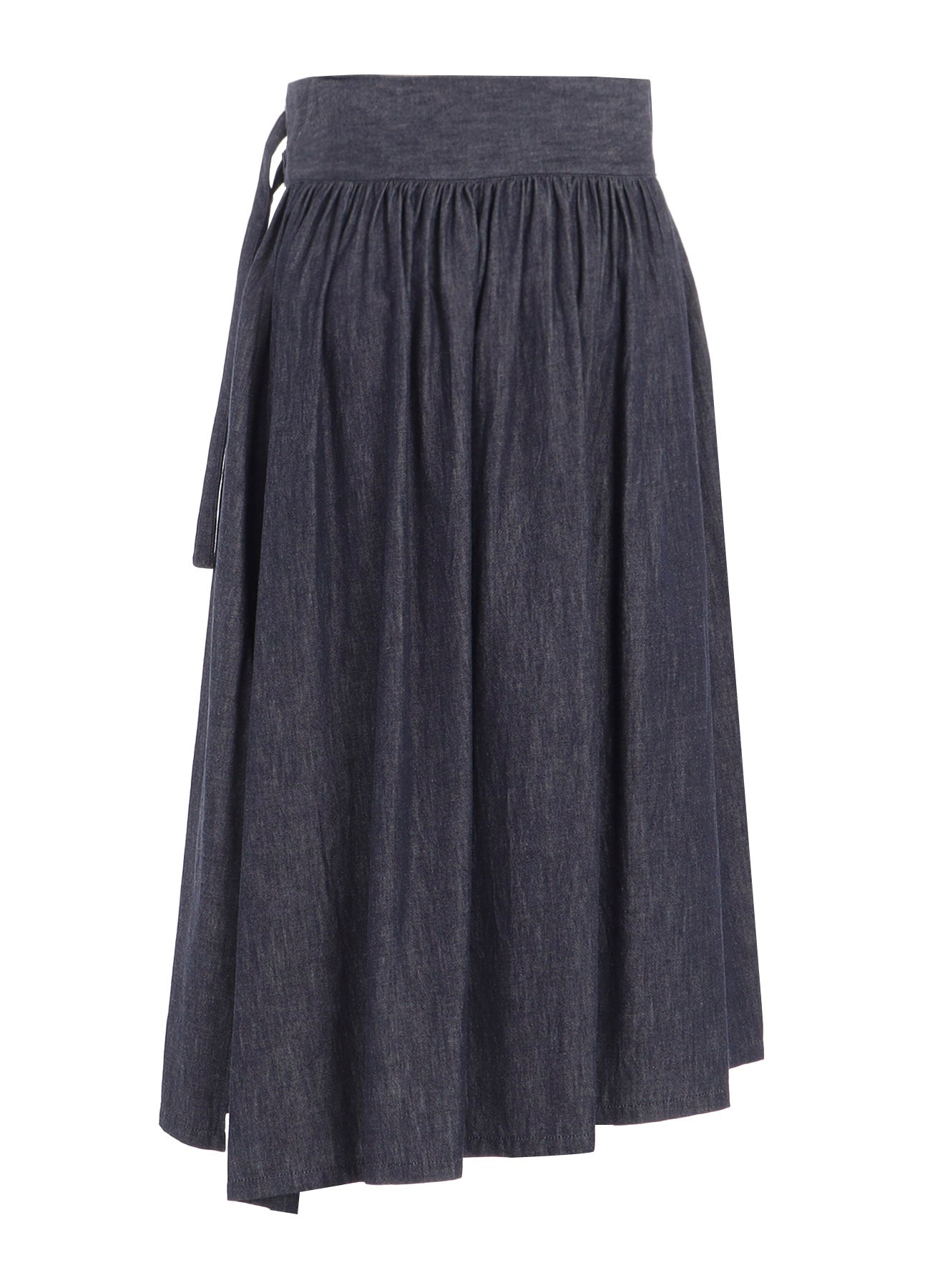 6OZ DENIM GARMENTFINISH ASYMMTRIC GATHER SKIRT