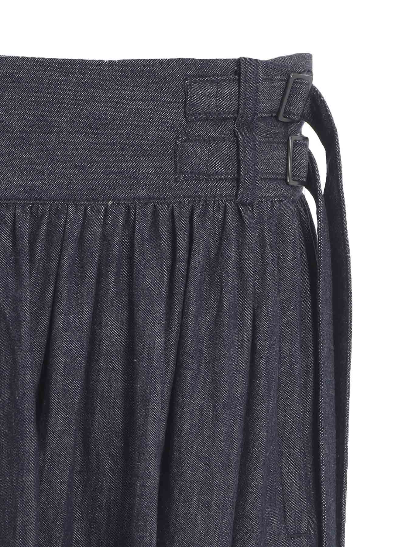 6OZ DENIM GARMENTFINISH ASYMMTRIC GATHER SKIRT