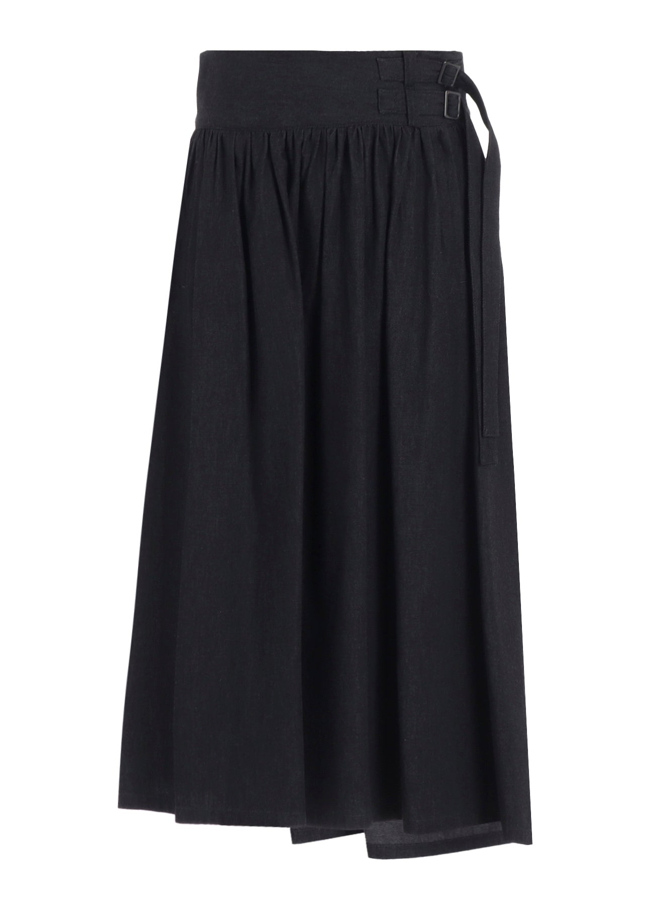 6OZ DENIM GARMENTFINISH ASYMMTRIC GATHER SKIRT
