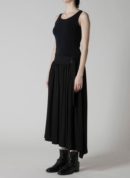 HARD-TWIST SERGE ASYMMTRIC GATHER SKIRT