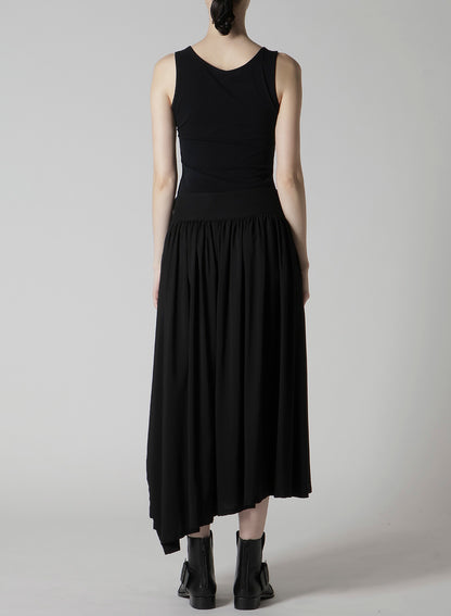 HARD-TWIST SERGE ASYMMTRIC GATHER SKIRT