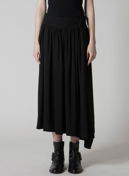HARD-TWIST SERGE ASYMMTRIC GATHER SKIRT