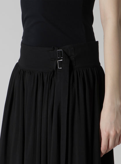 HARD-TWIST SERGE ASYMMTRIC GATHER SKIRT