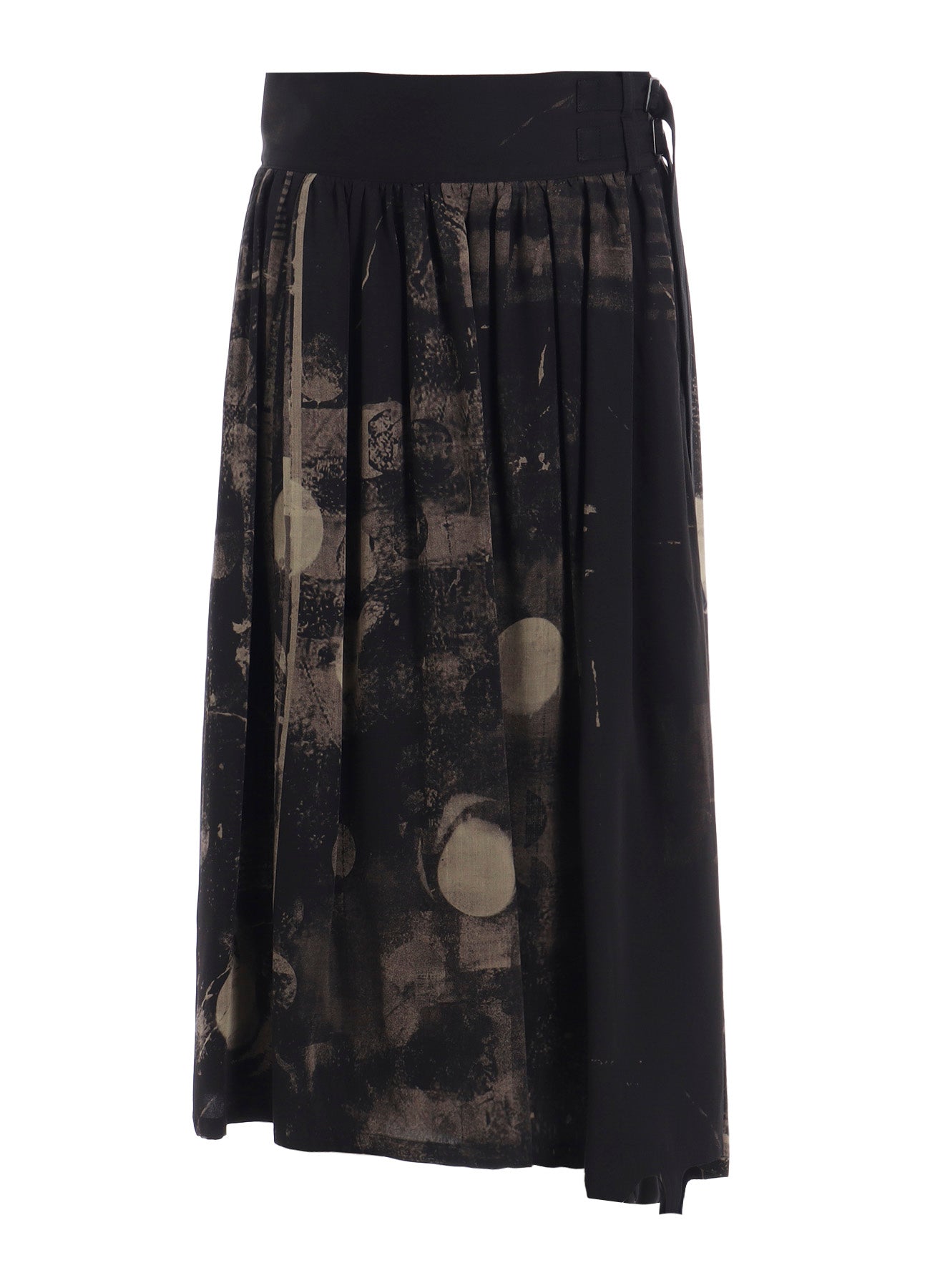 DUNGEREE TWILL ASYMMETRIC GATHER SKIRT