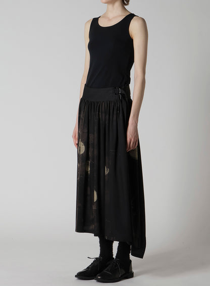 DUNGEREE TWILL ASYMMETRIC GATHER SKIRT